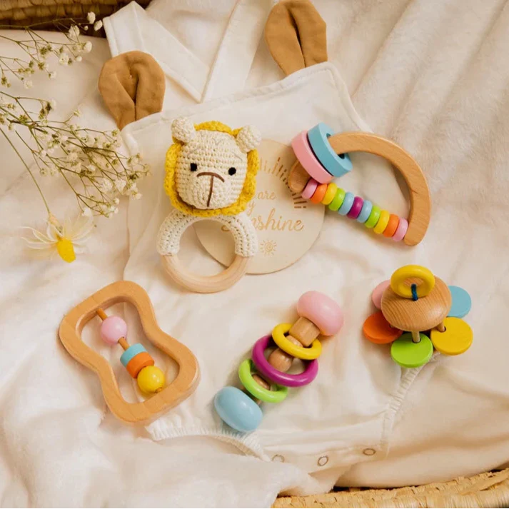 Conjunto de Chocalhos de Crochê para Bebês