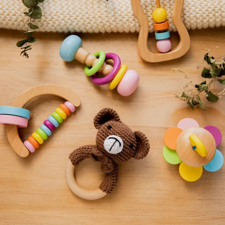 Conjunto de Chocalhos de Crochê para Bebês