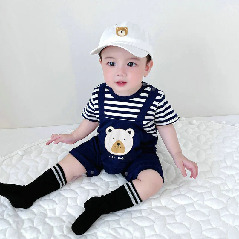 Macacão Listrado de Algodão para Bebê - Verão Fofo