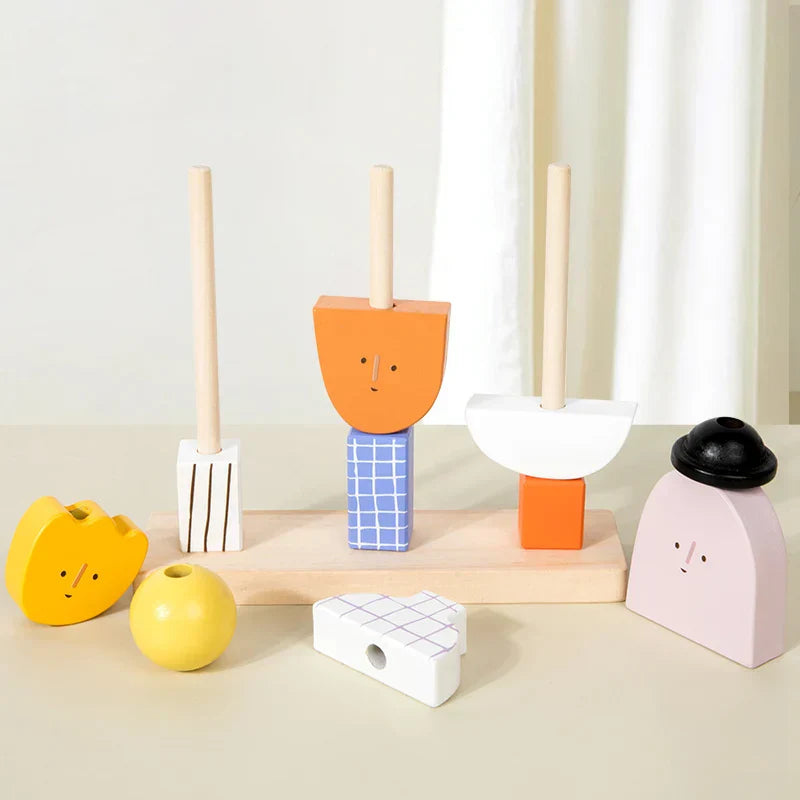 Blocos de Madeira Criativos Montessori 3D para Crianças