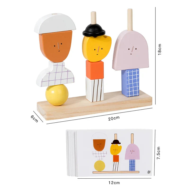 Blocos de Madeira Criativos Montessori 3D para Crianças