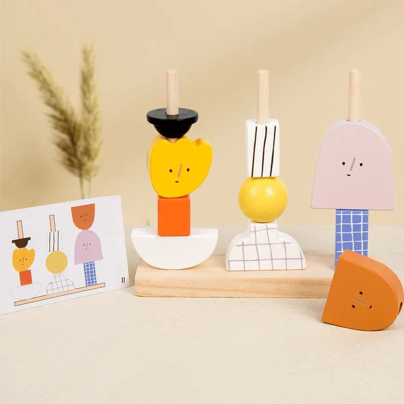 Blocos de Madeira Criativos Montessori 3D para Crianças