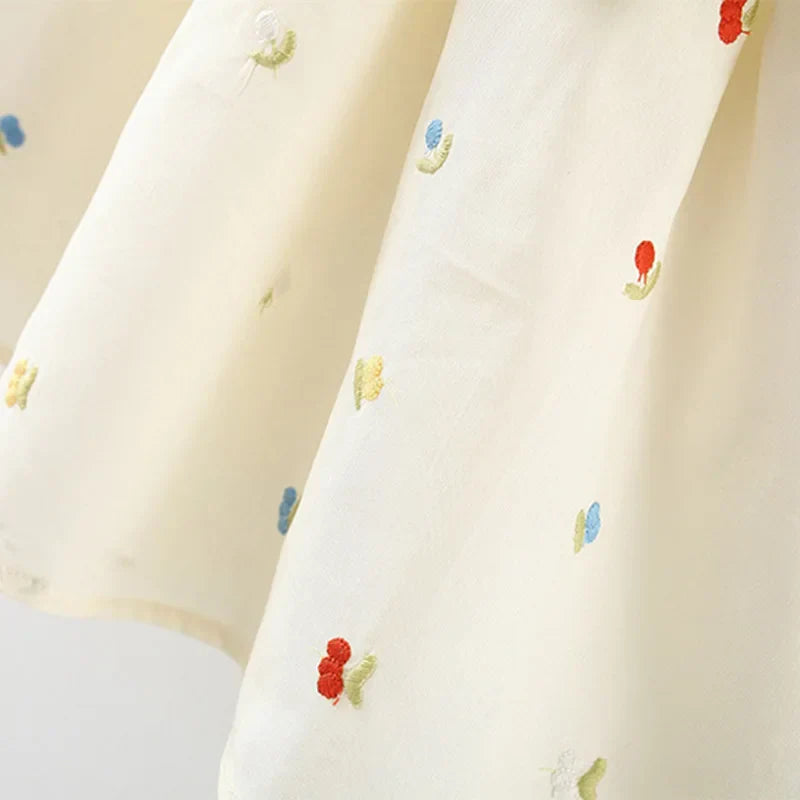 Vestido de Verão com Laço Bordado para Bebês