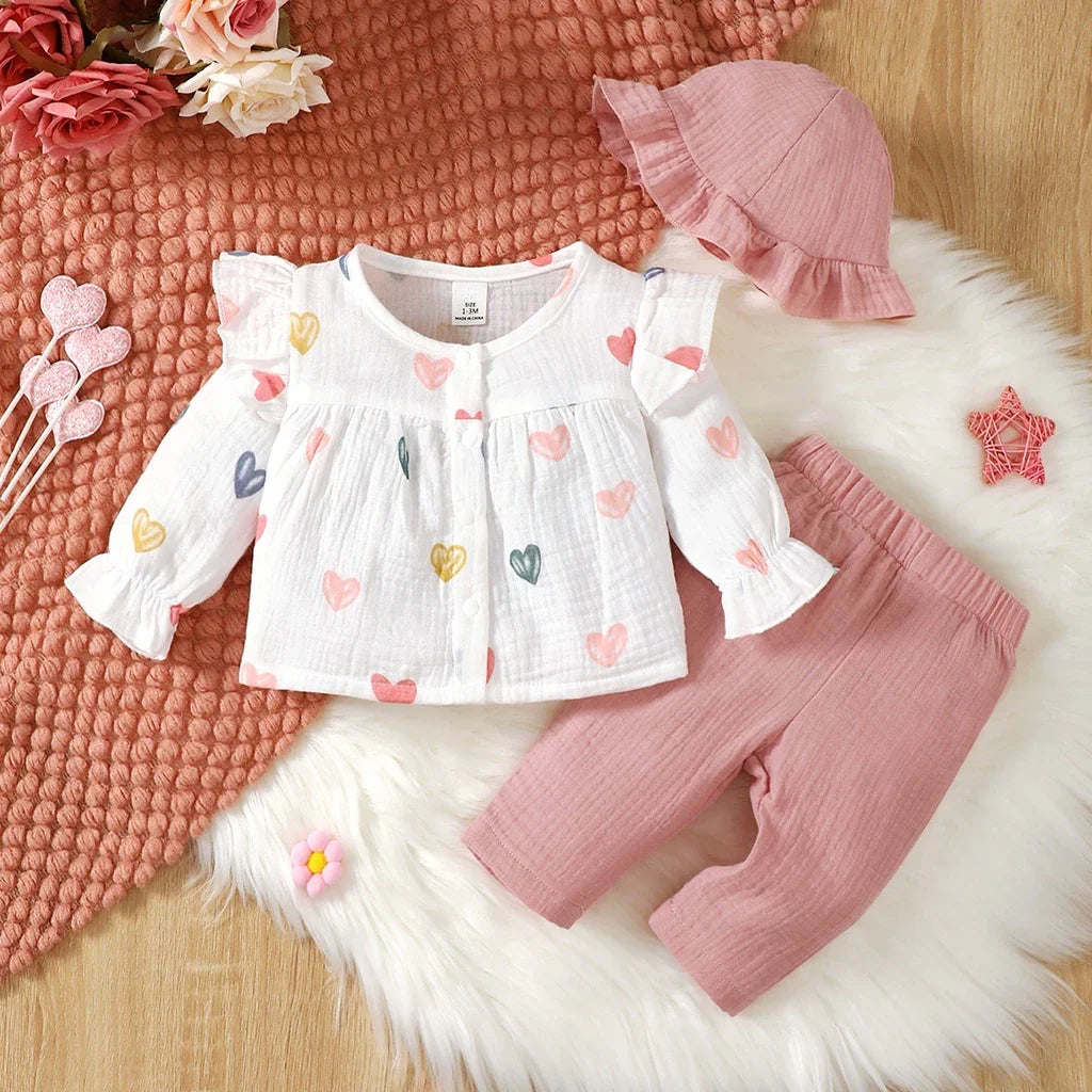 Conjunto Infantil Corações - 3 Peças