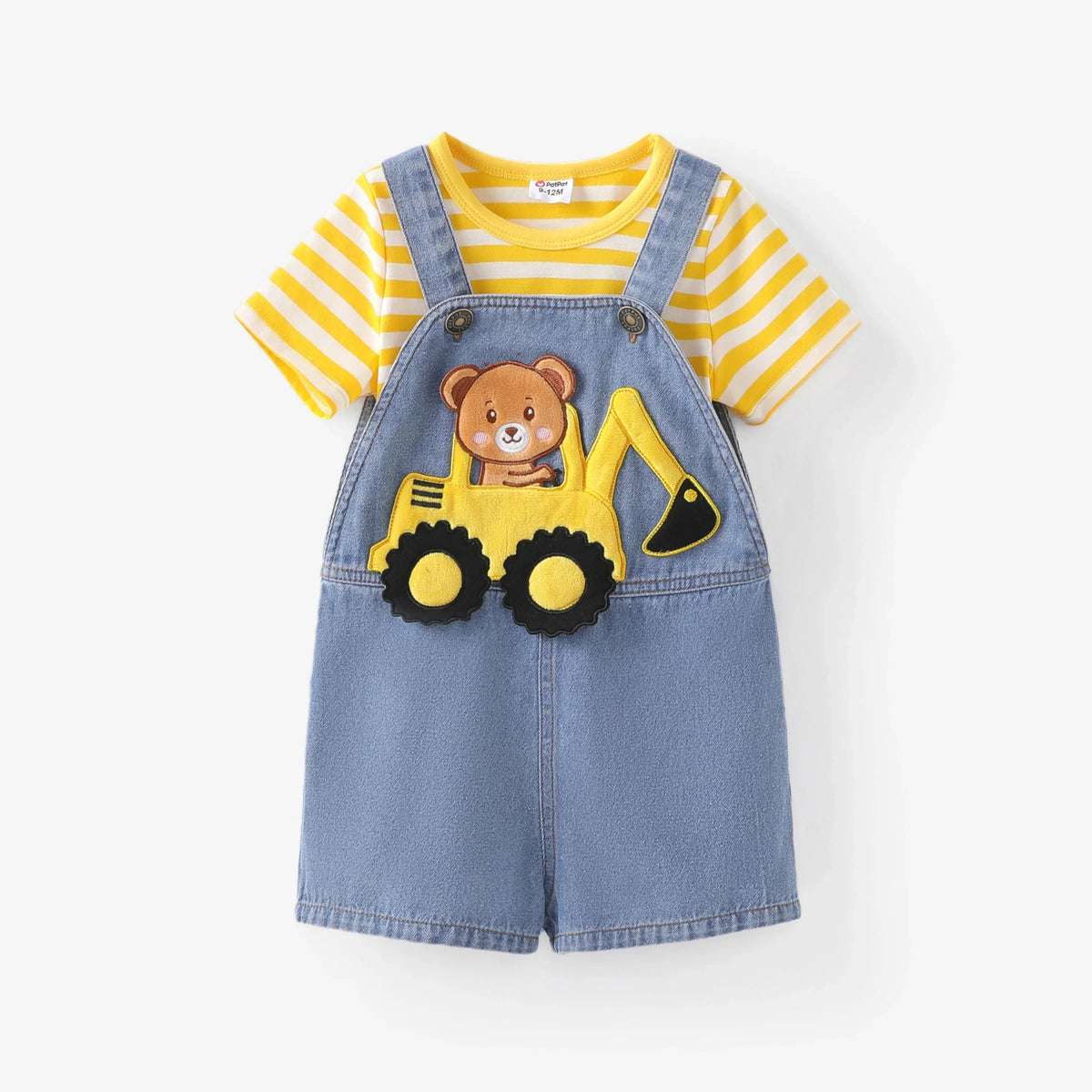 Conjunto Infantil Macacão Jeans com Urso Divertido
